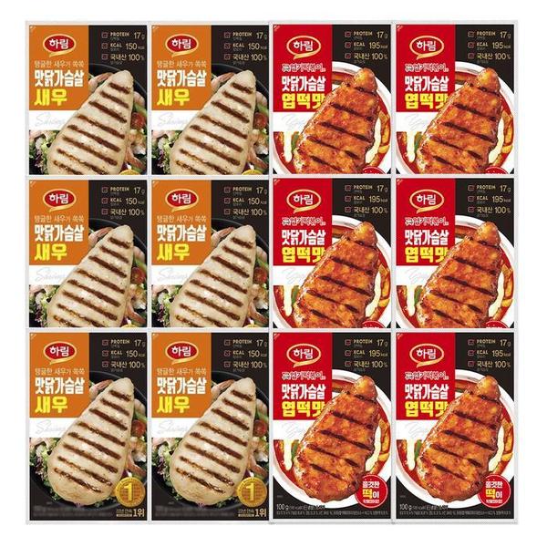 확대된 대표 하림 맛닭가슴살 새우 엽떡 100g 2종 각6봉 (총 12봉)(1)