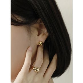 [silver925] Mini Gold Heart Cubic Earring 미니 골드 하트 큐빅 귀걸이