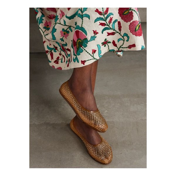 이로 크리스털 장식 Pvc 발레리나 플랫 탠 브라운 46376663162863412