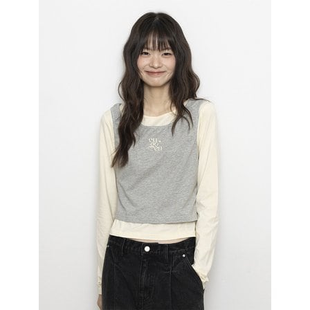 유젠 저지탑 레이어링 롱슬리브 티셔츠_크림버터&멜란지