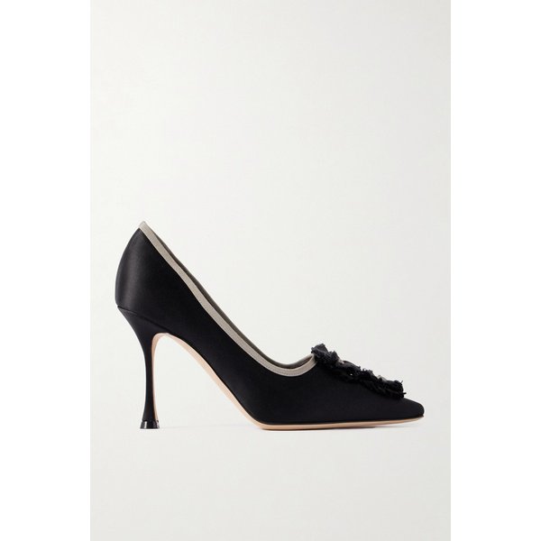 몽트메디 95 그로스그레인 트림 아플리케 새틴 펌프스 46376663162925886