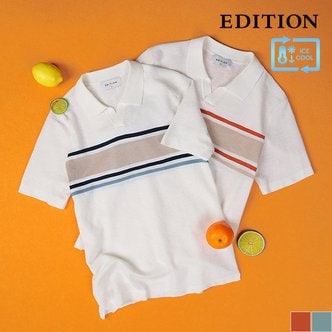에디션 배색 포인트 반팔 카라 티셔츠 (NEC2ET1905)