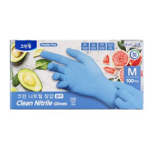 크린랩 요리 식품 위생 니트릴 장갑(중) 블루 100매