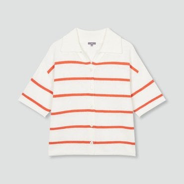 JAJU 여 부클 스트라이프 카라 가디건    J115204101
