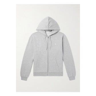 셀린느 로고 자수 코튼 캐시미어 혼방 저지 집업 후디 그레이 1647597327212993