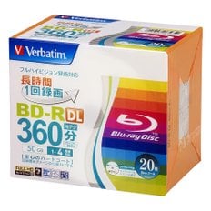 Verbatim BD-R DL 50GB VBR260YP20V1 바르바템 20 블루레이 디스크 싱글 레코딩용 화이트