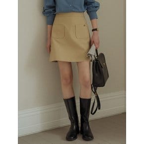 Front two pocket A-line skirt_Beige