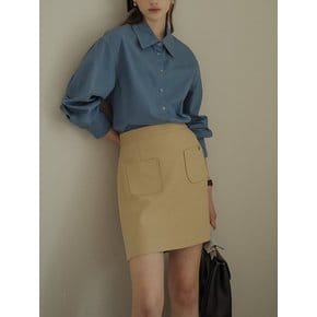 Front two pocket A-line skirt_Beige