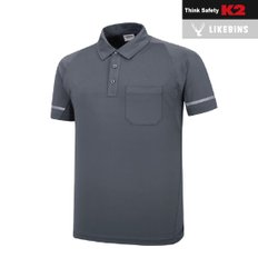 K2세이프티 라이크빈 LB2-221 반팔 카라 티셔츠 블루/라이트그레이