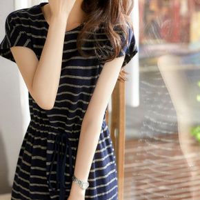 플렌 라운드넥 캐주얼 스트랩 원피스_P341282565