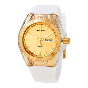 5235120 Technomarine Cruise Monogram Gold Dial White Silicone Uni Watch 115061