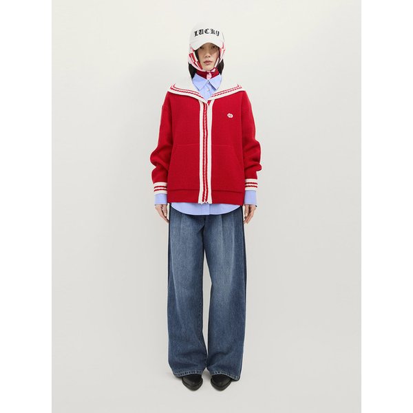 Mini Sailor Knit Cardigan (red)_LFWCS25130REX