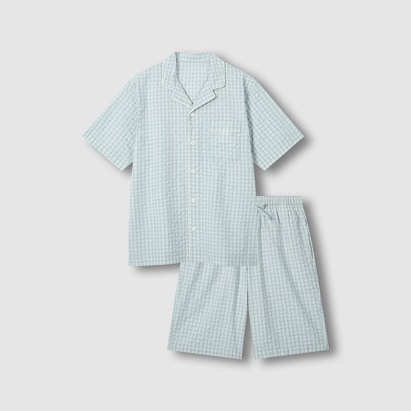 남 시어서커 체크 5부 파자마 세트 J216201103046