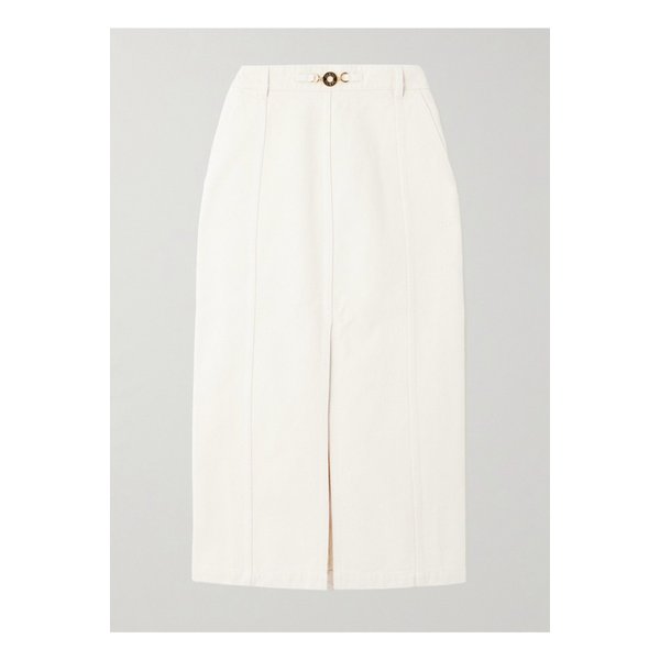 장식 코튼 트윌 미디 스커트 화이트 1647597324920571