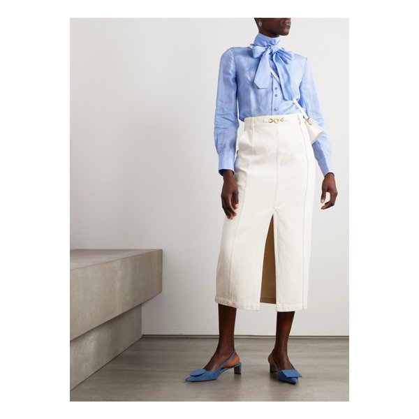 장식 코튼 트윌 미디 스커트 화이트 1647597324920571