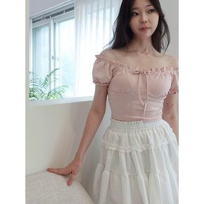 Puff Sleeves Ribbon Tie Tshirt