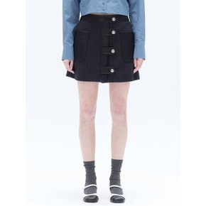 BOLD BUTTON MINI SKIRT_NAVY