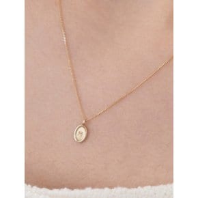 [14K] Oval Initial Necklace GN6