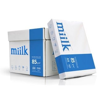 miilk 밀크 A4 복사용지 A4용지 두꺼운 85g 2500매 1박스