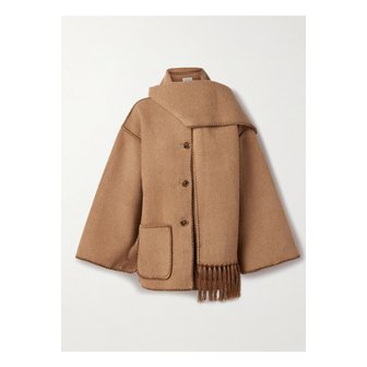 토템 드레이프 프린지 울 혼방 부클레 재킷 카멜 1647597340340104