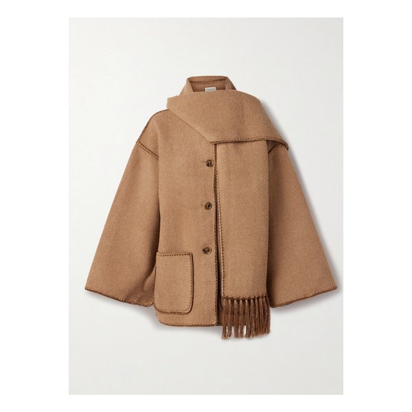 드레이프 프린지 울 혼방 부클레 재킷 카멜 1647597340340104