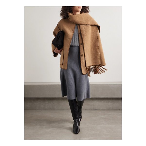 드레이프 프린지 울 혼방 부클레 재킷 카멜 1647597340340104