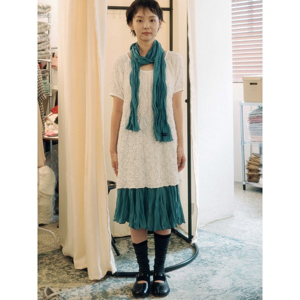 Wave Crinkled Gored Skirt (blue green)
