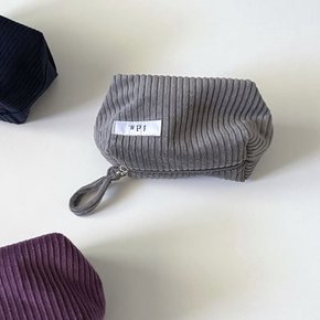 골덴 그레이 네모 파우치(Corduroy gray oblong pouch)