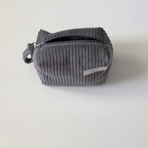 골덴 그레이 네모 파우치(Corduroy gray oblong pouch)