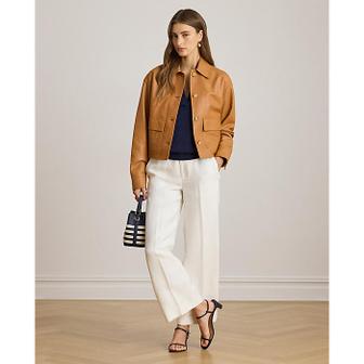 로렌 랄프 로렌 리넨 블렌드 트윌 와이드 레그 크롭 팬츠(WMLRPNTSBV20331100)