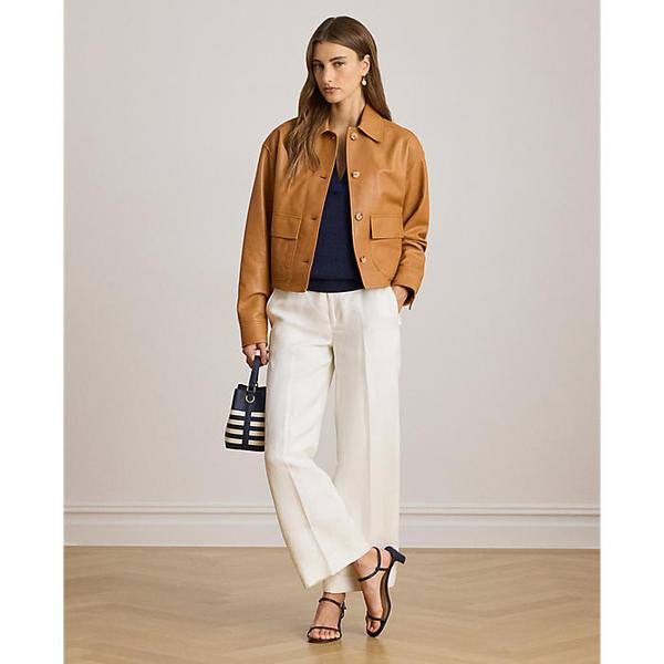 리넨 블렌드 트윌 와이드 레그 크롭 팬츠(WMLRPNTSBV20331100)