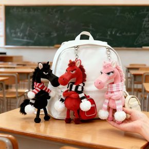 귀여운 말 봉제 인형 키링 행운 붉은말 캐릭터 가방 백참 장식 열쇠고리 키홀더 우정 커플 선물