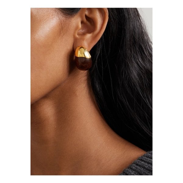 리지 포르투나토 토로 골드 도금 우드 이어링 다크 브라운 46376663162907530