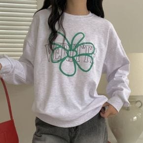 플라워발포 라운드박스 맨투맨 긴팔티셔츠 가을데일리 오버핏 레터링 면캐주얼_P406483961