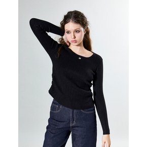 Vintage Charm Knitted Tshirt (BLACK)