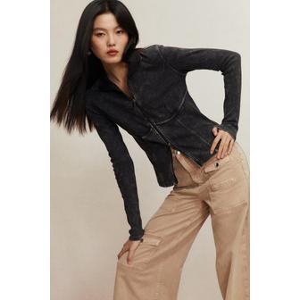 H&M 워시드 룩 집업 가디건 블랙/워시드 1252096001