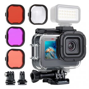 YALLSAME GoPro HERO 12 HERO 11 HERO 10 HERO 9 & Go Pro 12 11 10 9 방수 케이스 블랙 필터