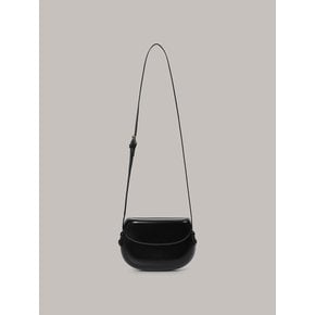 Glossy Flap Mini Bag - Black