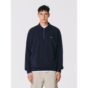 BASIC FLEECE COLLAR HALF ZIP-UP-NAVY