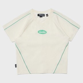 W PIPING LOGO T-SHIRT [CREAM]