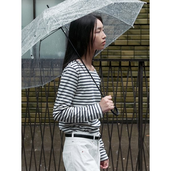 SITP5096 Boat neck stripe T-shirt_Navy