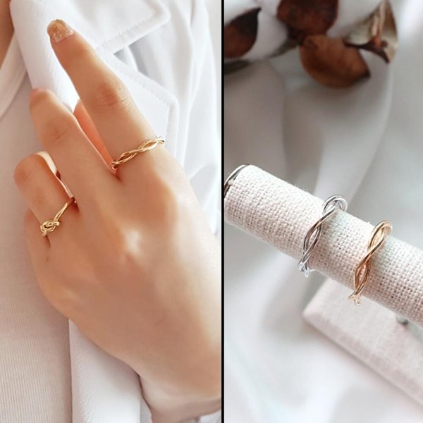 [옷자락] 여자 심플한 꼬임 디자인 데일리 레이어드 반지