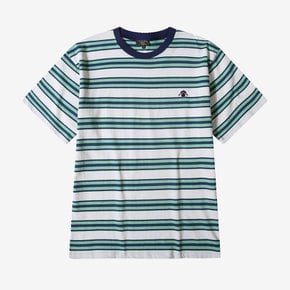 Cotton Stripe Round Neck T-shirt_Green_LSTD0TS91U