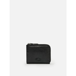 Oval button wallet Wrinkled black