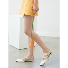 Square Toe Two Strap Mule - MD1098f Off White