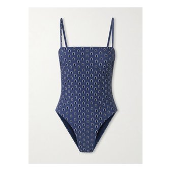 MATTEAU 마티유 쁘띠 스퀘어 플로럴 프린트  스윔수트 블루 46376663162844397