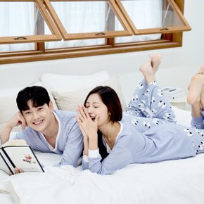 빅아이 긴팔 상하잠옷 성인 홈웨어 남여 부드러운 커플 이지웨어