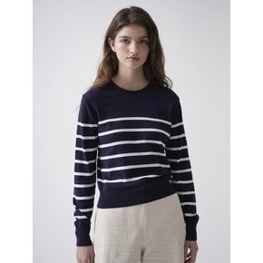 Cotton Round Stripe Knit (Navy)