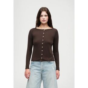 Abercrombie  Fitch 애버크롬비 앤 피치 넥 버튼 통과 - 긴 소매 상의 갈색 7471711
