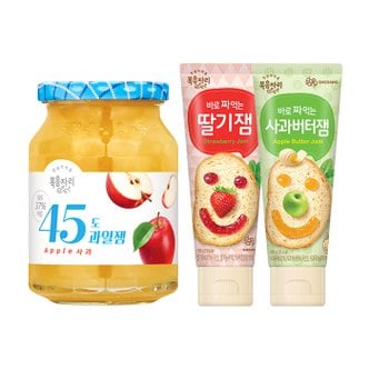  복음자리 45도 사과잼 +짜먹는 딸기잼 +사과버터잼 (총3개)